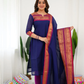 Cotton Kurti and Dupatta with Intricate Weaving Work