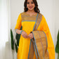 Cotton Kurti and Dupatta with Intricate Weaving Work