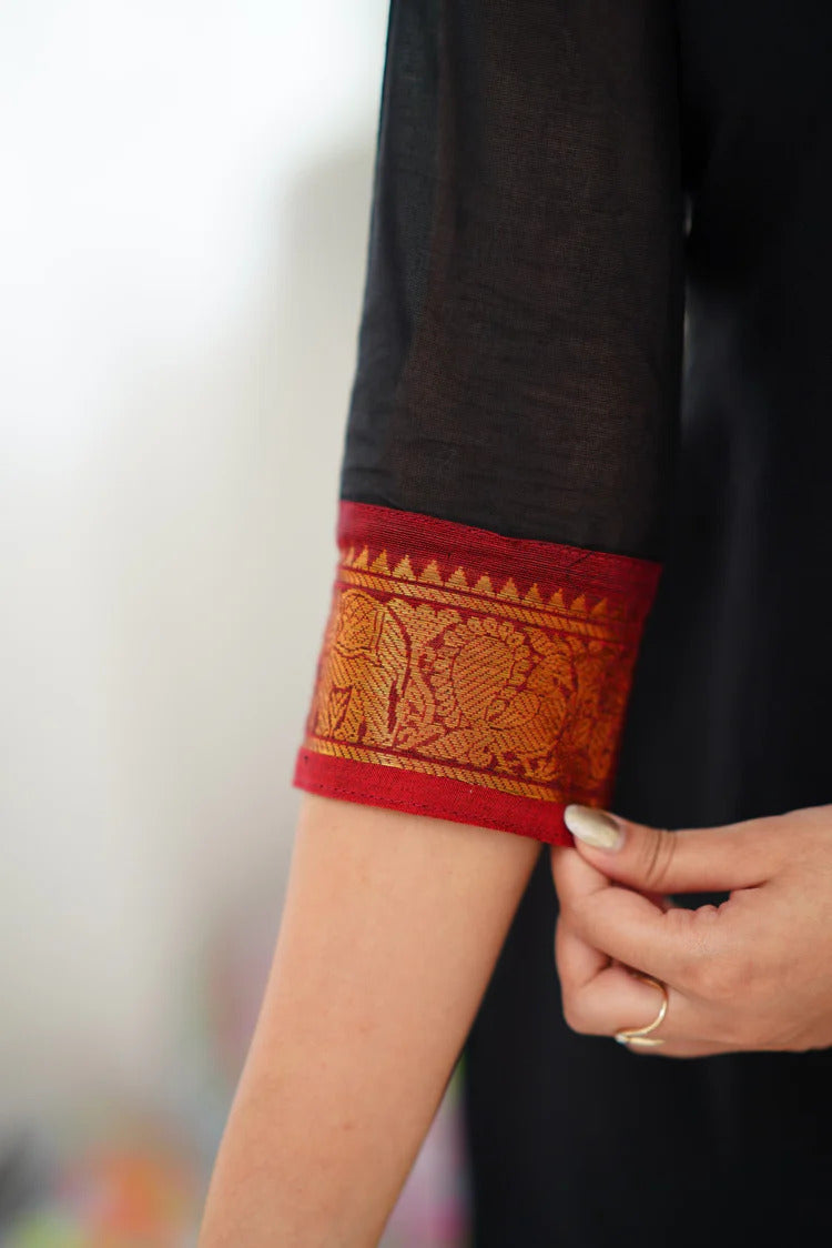 Cotton Kurti and Dupatta with Intricate Weaving Work