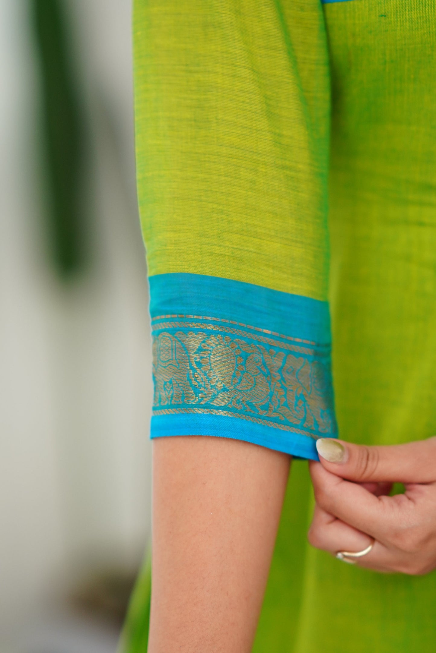Cotton Kurti and Dupatta with Intricate Weaving Work