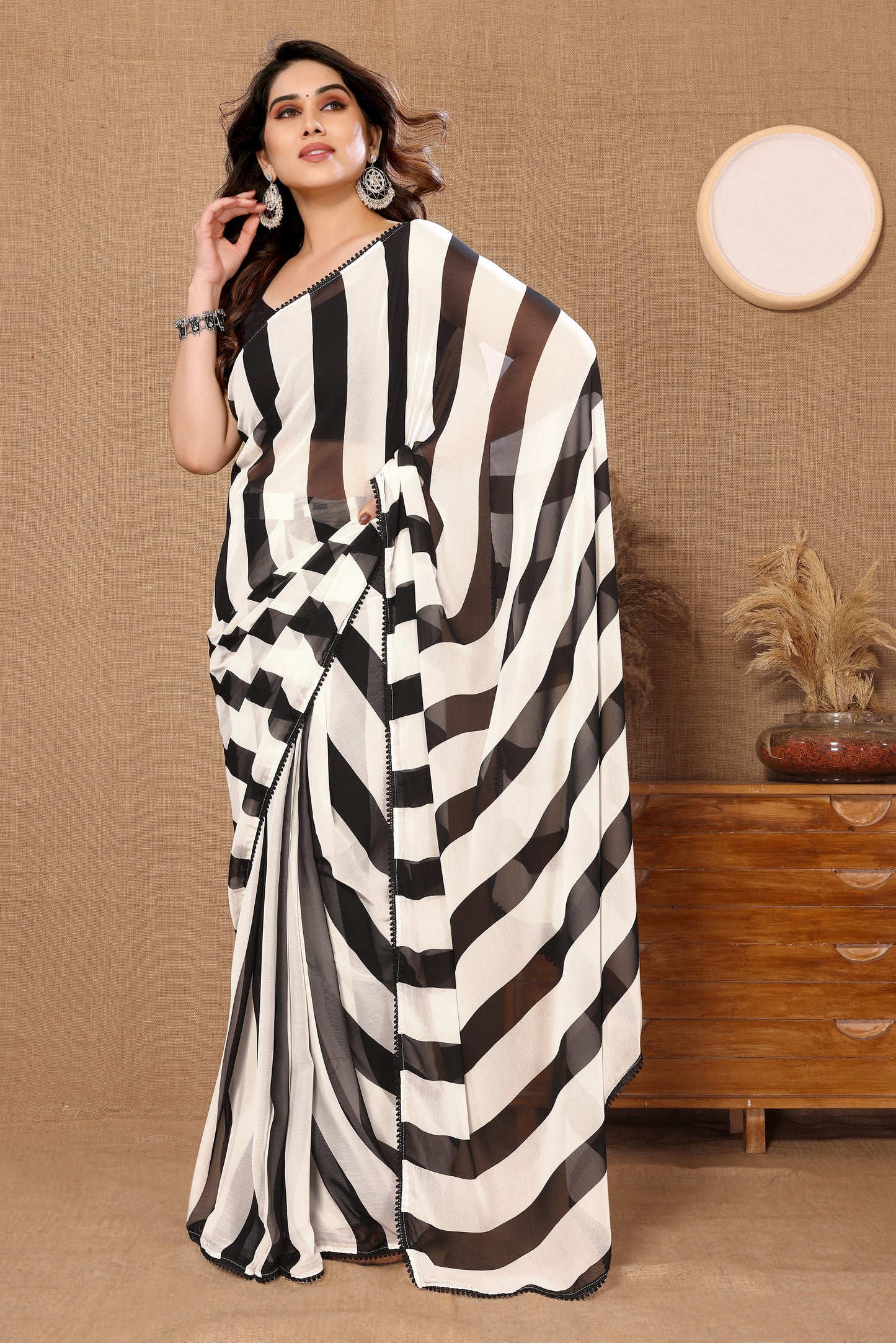 Casual Wear Ready to Wear Saree – Printed Georgette, Hassle-Free Draping