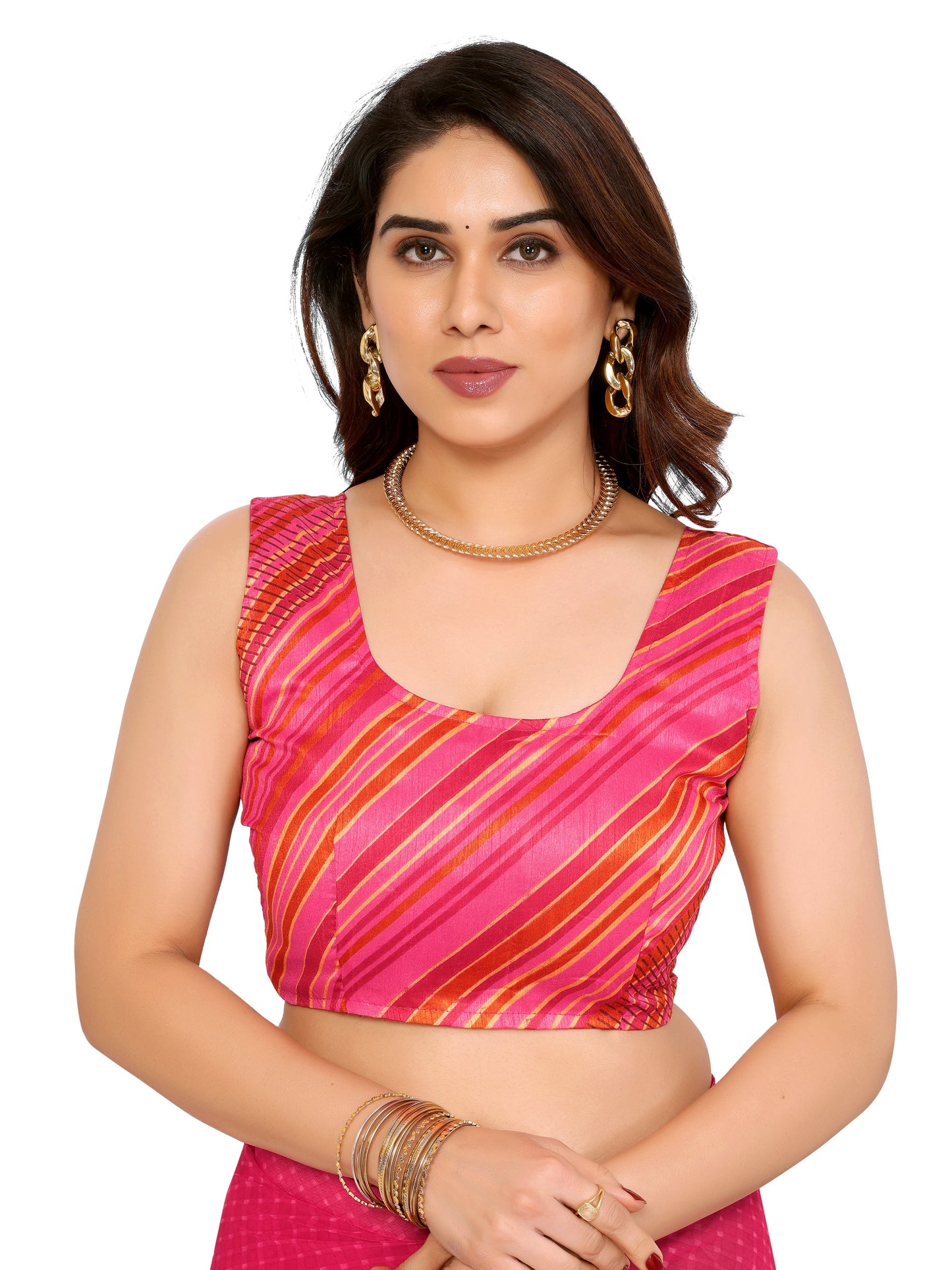 Ready to Wear Pink Color Printed Georgette Saree with Lace