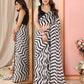 Black & White Zigzag Print Ready to Wear Georgette Saree – Pre-Stitched Daily Wear Saree