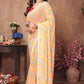 Ready to Wear Yellow Leriya Color Printed Georgette Saree with Lace