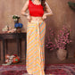 Ready to Wear Yellow Leriya Color Printed Georgette Saree with Lace