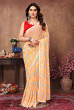Ready to Wear Yellow Leriya Color Printed Georgette Saree with Lace