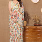 Ready to Wear White Color Printed Georgette Saree with Lace