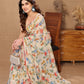 Ready to Wear White Color Printed Georgette Saree with Lace