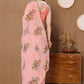 Ready to Wear Peach Color Printed Georgette Saree with Lace