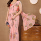 Ready to Wear Peach Color Printed Georgette Saree with Lace