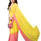 Ready to Wear Yellow Color Printed Georgette Saree with Lace