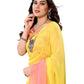 Ready to Wear Yellow Color Printed Georgette Saree with Lace