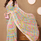 Ready to Wear Green Leriya Color Printed Georgette Saree with Lace
