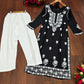 Chikankari Style Black Embroidered Heavy Rayon Cotton Kurti & Pant Set