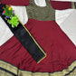 Elegant Maroon Antalkali Suit with Jacquard Silk & Net Dupatta