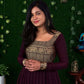 Melobita Silk Full-Length Anarkali Gown Kurti with Sheer Golden-Border Dupatta