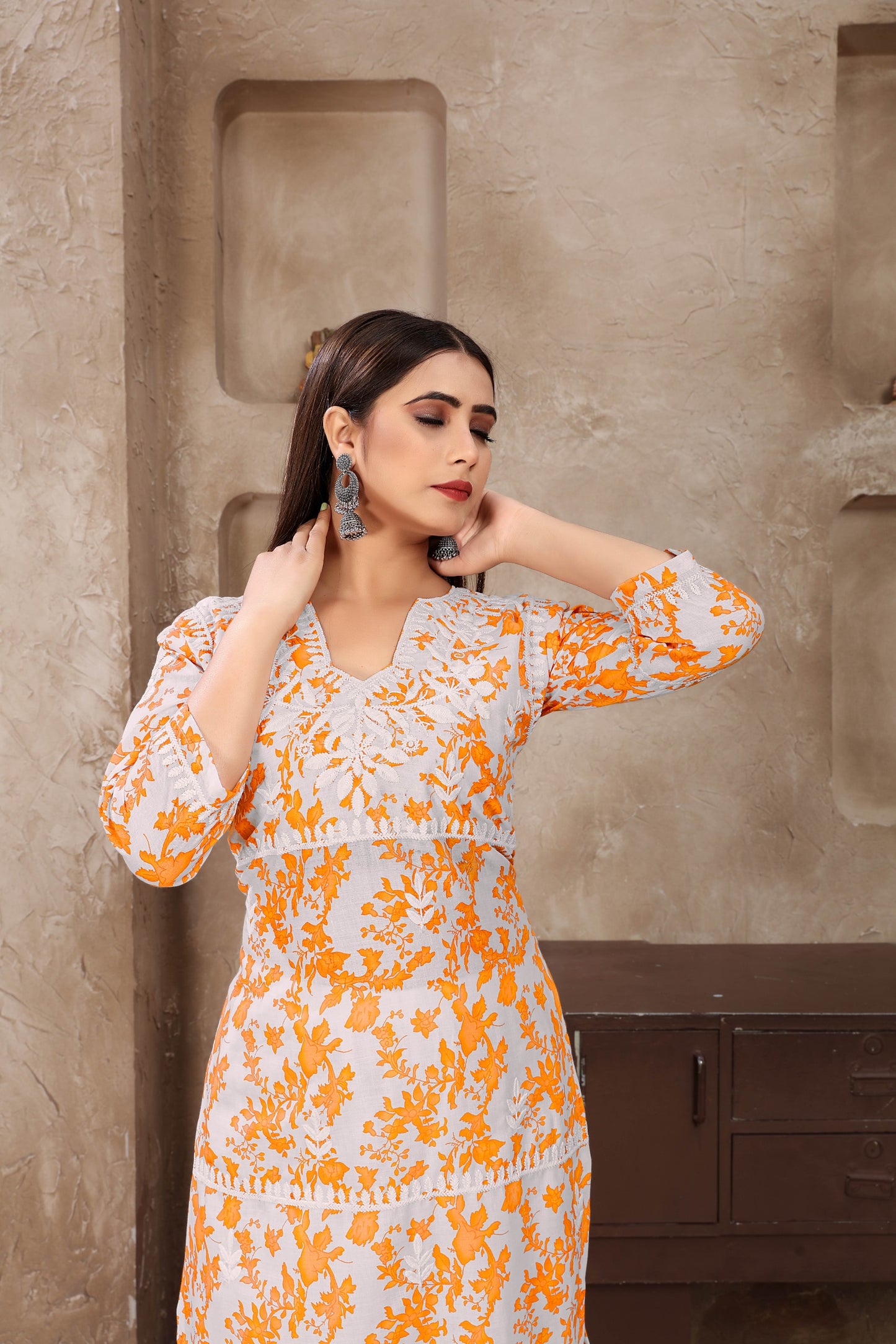 Classic Styles Beige Chikankari Kurti with Pant