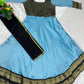 Elegant Sky Blue Antalkali Suit with Jacquard Silk & Net Dupatta