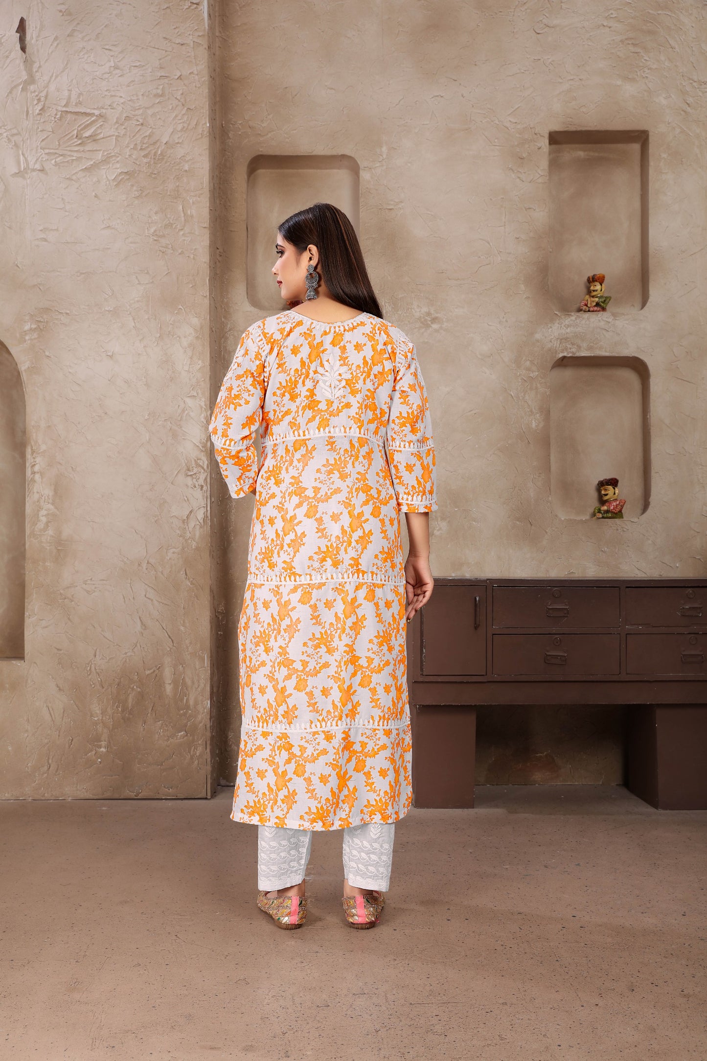 Classic Styles Beige Chikankari Kurti with Pant