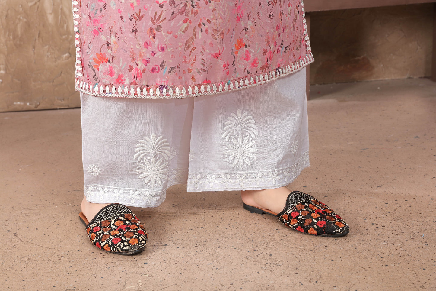 Classic Styles Pink Chikankari Kurti with Pant
