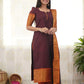 Maroon Cotton Kurti with Bold Orange Border – Classic Charm Meets Contemporary Style