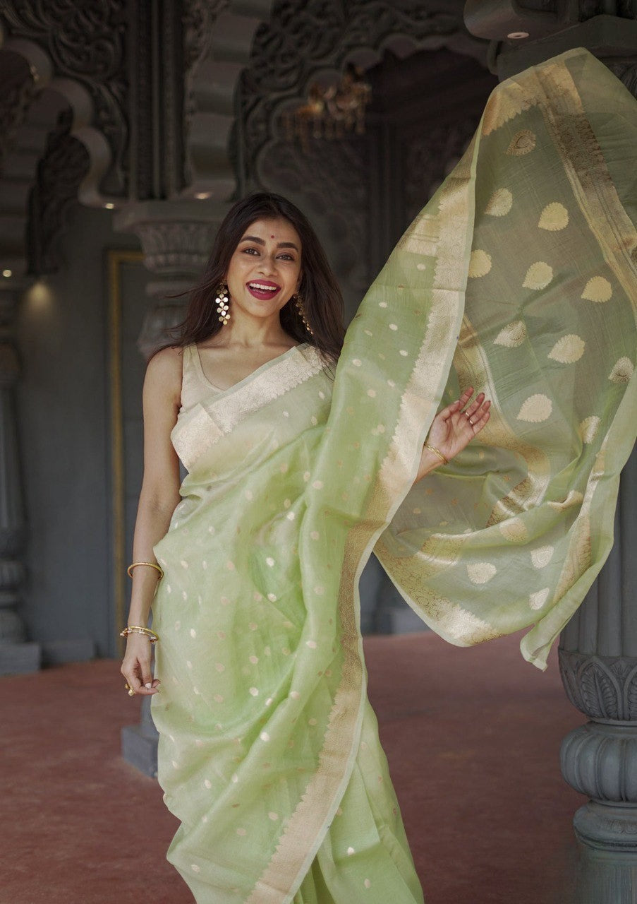 Lilaan Soft Slab Cotton Saree with Rich Weaving Blouse Elegant & Comfortable