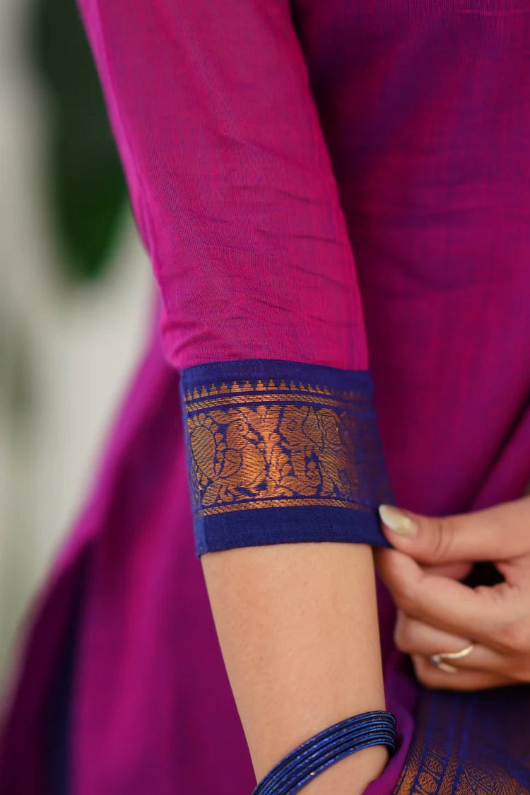 Cotton Kurti and Dupatta with Intricate Weaving Work