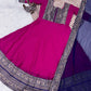 Anarkali Kurta Set in Vichitra Silk with Zari Detailing
