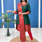 Bottle Green Cotton Kurti Set with Maroon Tone Border