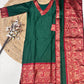 Bottle Green Cotton Kurti Set with Maroon Tone Border