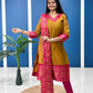 Yellow Cotton Kurta Set with Pink Border – Bold and Beautiful.