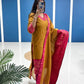 Yellow Cotton Kurta Set with Pink Border – Bold and Beautiful.