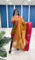 Yellow Cotton Kurta Set with Pink Border – Bold and Beautiful.