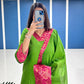 Fresh Light Green Cotton Kurta Set with Pink Tone Border – Graceful and Vibrant