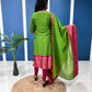 Fresh Light Green Cotton Kurta Set with Pink Tone Border – Graceful and Vibrant
