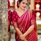 Soft Lichi Silk Jacquard Saree with Contrast Blouse – Wedding & Party Wear