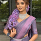 Soft Lichi Silk Saree with Rich Jacquard Border & Contrast Blouse