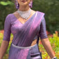Soft Lichi Silk Saree with Rich Jacquard Border & Contrast Blouse