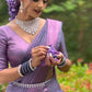 Soft Lichi Silk Saree with Rich Jacquard Border & Contrast Blouse