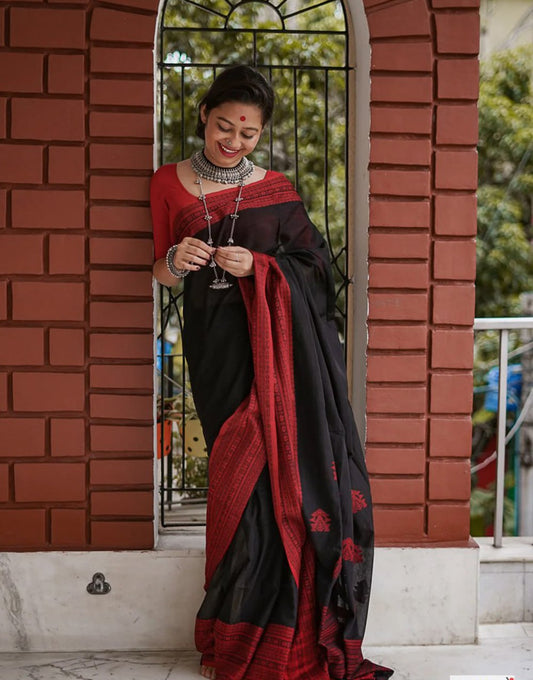 Handwoven Manipuri Soft Cotton Saree Festive Special with Running Blouse