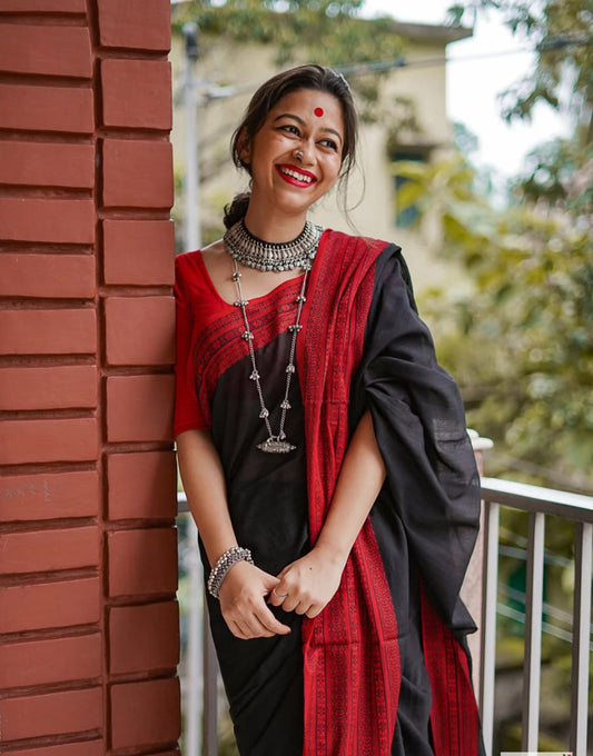 Handwoven Manipuri Soft Cotton Saree Festive Special with Running Blouse
