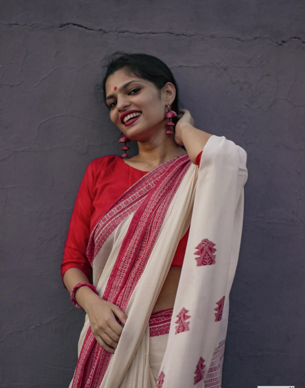 Handwoven Manipuri Soft Cotton Saree Festive Special with Running Blouse