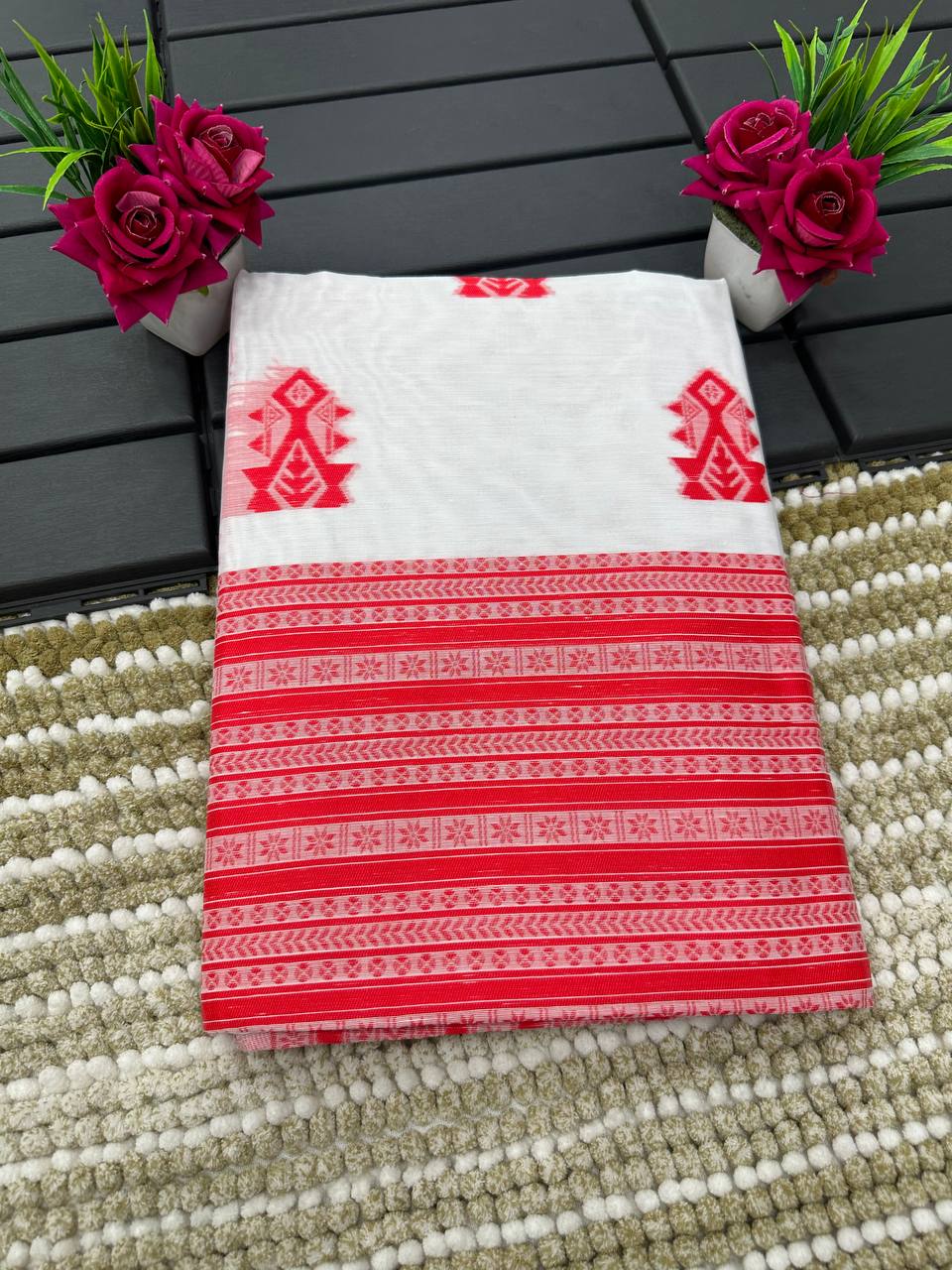 Handwoven Manipuri Soft Cotton Saree Festive Special with Running Blouse