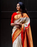Beautifully Woven Lichi Silk Saree with Art Silk