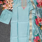 Embroidered Rayon Slub Suit Set with Organza Dupatta