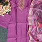 Embroidered Rayon Slub Suit Set with Organza Dupatta