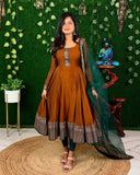 Vichitra Silk Gown with Net Dupatta