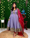 Vichitra Silk Gown with Net Dupatta