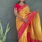 Soft Lichi Silk Saree with Rich Jacquard Work & Contrast Blouse – Ideal for Weddings & Party Wear
